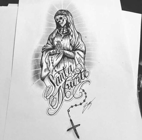 La Santa Muerte Drawings and Santa Muerte Drawing At Paintingvalley | Explore - 15+ La Santa Muerte Drawings - Drawingwow.com La Santa Muerte Drawing, Santa Muerte Drawing, La Santa Muerte Tattoo, Santa Muerte Tattoo, Santa Drawing, La Muerte Tattoo, Tattoo Font Styles, Mexican Art Tattoos, La Tattoo