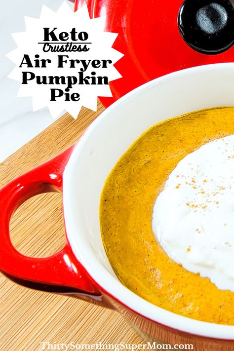 This keto crustless pumpkin pie air fryer recipe is so easy and delicious, you'll never want to make traditional pumpkin pie again! Keto Crustless Pumpkin Pie, Low Carb Fall Desserts, Good Carbs Bad Carbs, Crustless Pumpkin Pie Recipe, Air Fryer Pumpkin, Air Fryer Recipes Keto, Sugar Free Pumpkin Pie, Traditional Pumpkin Pie, Crustless Pumpkin Pie