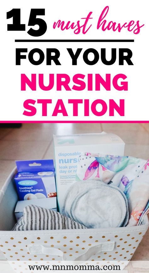 Must haves for your nursing and breastfeeding basket! If you're hoping to create a breastfeeding basket for after you deliver - this list of essentials is a must see! This breastfeeding tip will make nursing your baby SO MUCH easier and help your postpartum recovery too! This would also make a great gift idea for new moms!  #breastfeeding #essentials #musthaves #newmoms #breastfeedingtips #basket #nursingstation #breastfeedingstation #newborn #postpartumrecovery Breastfeeding Basket, Nursing Station, Pregnancy Hacks, Breastfeeding Essentials, Newborn Hacks, Pumping Moms, Fantastic Baby, Baby Sleep Problems, Postpartum Recovery