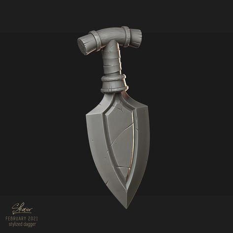 ArtStation - Stylized Dagger - sculpting practice Blender Sculpting, Zbrush Sculpts, Prop Reference, Forest Guardian, Props Concept, 3d Props, I Don't Understand, Wooden Bow, Drawing Exercises