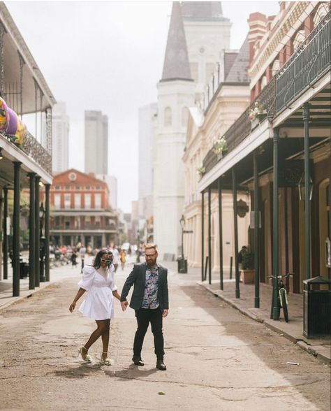 White Poofy Dress, Poofy Dress, Nola Wedding, Queer Weddings, Visit New Orleans, Spring Engagement Photos, New Orleans French Quarter, Engagement Shots, Engagement Stories