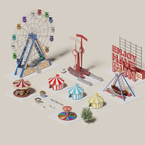 3D DESIGN: 3D Model Amusement Park Amusement park stage object 3D models File Type: 3D ModelFile Size: 1.1 GBNative Format: Blender (blend) Export Formats: Autodesk FBX (fbx), Digital Asset Exchange (dae), MTL (mtl), Wavefront (obj), About 3D Models: People, furniture, plants, and other 3D models are mostly used in exterior and interior design by architects and designers. Technical details: You can easily edit the 3D models with suitable 3D modeling software.Software compatibility: The model per Amusement Park Diorama, 3d Amusement Park, Mini Amusement Park, Digital Gifts Ideas, Amusement Park Ideas, Theme Park Ideas, Amusement Park Project, 3d Modeling Ideas, Amusement Park Plan