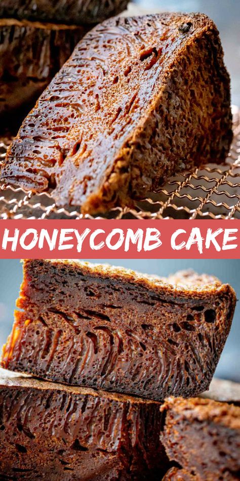 Sweet Tea Cake, Honey Comb Cakes, Unusual Cakes Recipes, Funky Cake Ideas, Savory Cake Recipes, Unusual Cake Flavors, Dessert Recipes With Honey, Honeycomb Cake Recipe, Honey Dessert Recipes