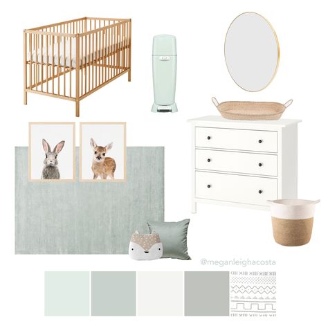 Gender neutral ikea seafoam woodland nursery plan! Here we gather the best baby products for sage and mint gender neutral boho nurseries. Click to see the details and product links. Mint Nursery Neutral, Sage Woodland Nursery, Grey And Sage Nursery, Neutral Nursery Colors Palette, Sage Green And Grey Nursery, Light Green Nursery Gender Neutral, Nursery Room Ikea, Seafoam Green Nursery, Sea Green Nursery