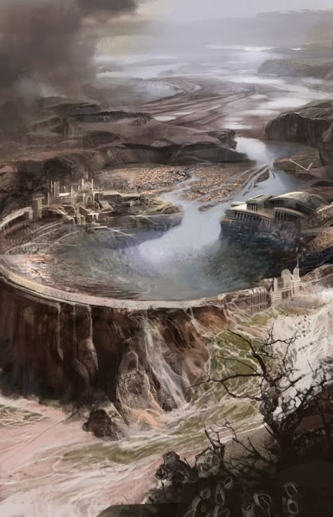 Jamie_Ro_Concept_Art_Illustration_Dam Conceptual Style, Concept Art Landscape, Fantasy Cities, Fantasy Locations, Temple City, Concept Art World, Heroic Fantasy, Guild Wars, The Guild