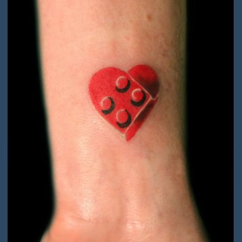 Lego <3 Lego Tattoo, Heart Tattoo Ideas, Lego Heart, Family Tree Tattoo, Infinity Tattoos, Tatuaje A Color, Just Ink, Tattoos For Daughters, Heart Tattoo