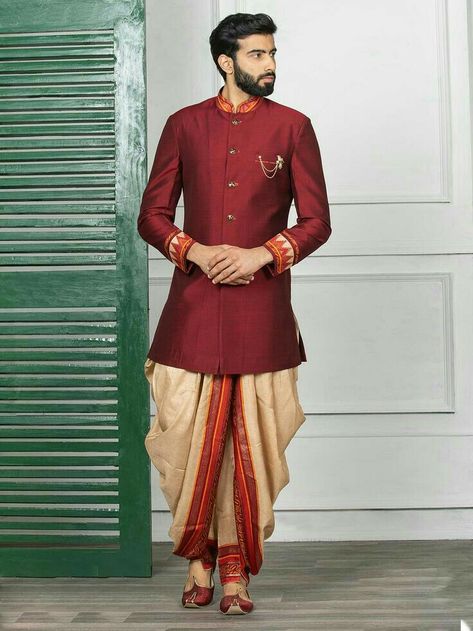 Dhoti Mens, Wedding Dress For Boys, Men's Wedding Wear, Wedding Wear For Men, Dhoti Pants For Men, Indian Wedding Suits Men, Indian Groom Dress, Indian Wedding Clothes For Men, Mens Indian Wear