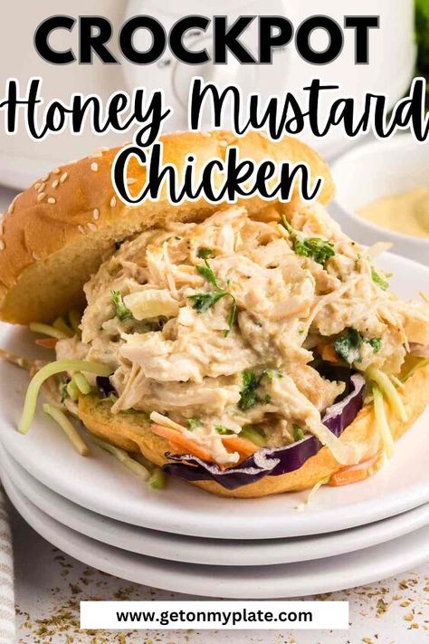 Crockpot Honey Mustard Chicken, Honey Mustard Chicken Recipes, Mustard Chicken Recipes, Over Mashed Potatoes, Mississippi Pot Roast, Crockpot Breakfast, Honey Mustard Chicken, Honey Mustard Sauce, Mustard Chicken