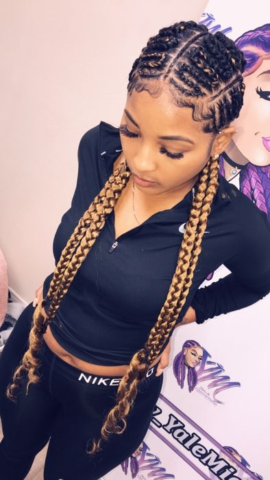 Zig Zag Braids, Trendy We Fryzurach, Braided Ponytail Hairstyles, Box Braids Styling, Girls Hairstyles Braids, Braids With Weave, Cornrows Braids, Cornrow Hairstyles, African Braids Hairstyles