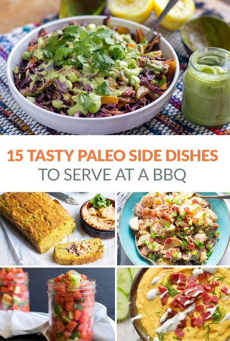 15 Delicious BBQ Paleo Side Dishes including salads, dips, breads and sauces. #paleo #bbq #sides #paleosides #paleorecipes Bbq Healthy, Dukan Recipes, Paleo Bbq, Group Recipes, Barbecue Sides, Paleo Dinners, Paleo Side Dishes, Keto Eating, Paleo Sides