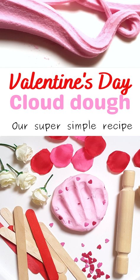 Valentine's Day Cloud dough February Sensory Bin Ideas Preschool Activities, Valentines Day Stem Preschool, Valentine’s Day Science Activities, Toddler Valentine Sensory Activities, Valentine’s Day Fine Motor Activities For Toddlers, Easy Valentine’s Day Activities, Prek Valentines Science, Valentines Day Shape Activities, Open Ended Valentines Activities