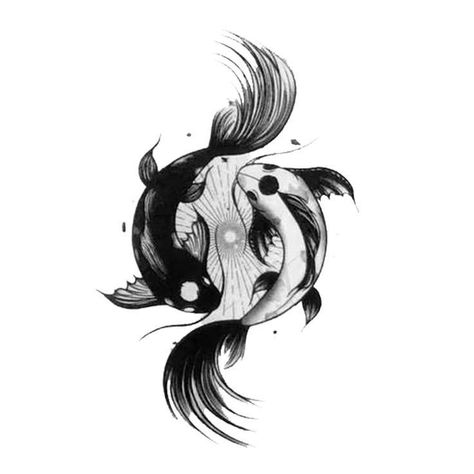 Yin Yang Koi Tattoo Design, Coy Fish Tattoo Design, Yin Yang Avatar, Ying Yang Koi Fish Tattoo Design, Ying And Yang Fish Tattoo, Pretty Fish Tattoo, Koi Fish Yin Yang Art, Koi Ying Yang Tattoo, Avatar Fish Tattoo