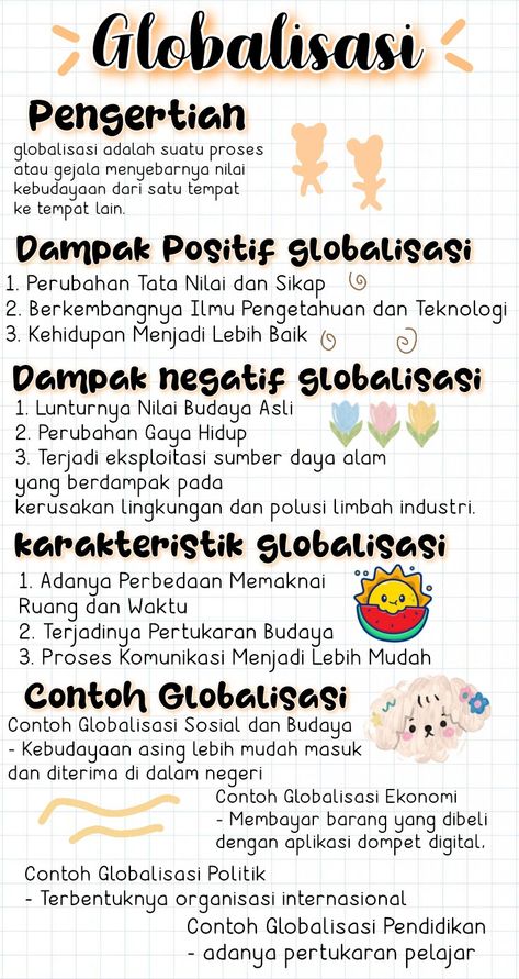 Catatan materi kelas 7 Globalisasi Materi Kelas 12, Materi Kls 6, Materi Kelas 6, Materi Kelas 9, Materi Kelas 7, School Study Ideas, Study Board, School Inspiration, Preschool Activity