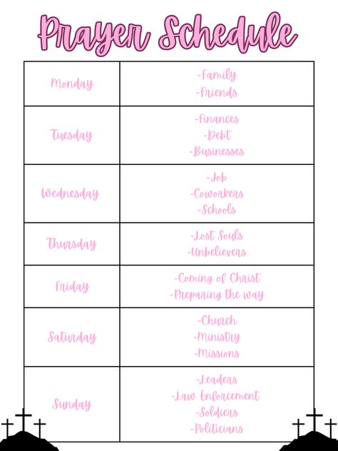 Prayer Schedule Prayer Schedule Weekly, Weekly Prayer Schedule, Bible Study Schedule, Prayer Timetable, Prayer Schedule, Daily Routine Schedule, Learn The Bible, Family Schedule, Time Schedule