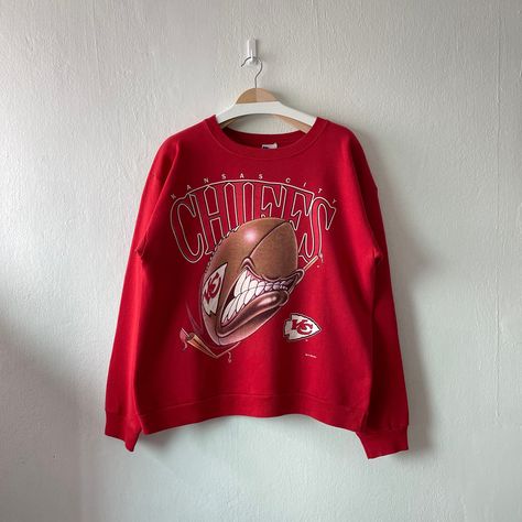 Excited to share this item from my #etsy shop: Vintage 1994, 2 sided Kansas City Chiefs NFL Football Crewneck Sweatshirt (L) Kc Chiefs Football, Chiefs Football, Red Sweatshirt, Nfl Games, Kc Chiefs, Shirt Print Design, Embroidered Crewneck, Latest T Shirt, Cool Hoodies