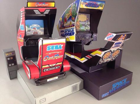 SEGA Papercraft Arcade Machines Retro Arcade Machine, Arcade Game Machines, Mini Arcade, Amazing Minecraft, Miniature Printables, Card Model, Retro Arcade, Arcade Machine, Dollhouse Toys