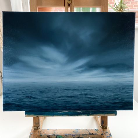 Nighttime Ocean Painting, Dark Sea Painting, Dark Ocean Painting, Ocean Painting Oil, Ocean Painting Acrylic, Oil Painting Sea, Acrylic Ocean, Sea Oil Painting, Ocean Oil Painting