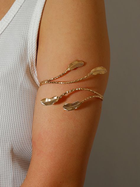 Gold  Collar  Iron  Arm Cuff Embellished   Women's Fashion Jewelry Arm Cuff Jewelry, Sleeveless Blouse Designs, Cuff Jewelry, Gold Collar, Engagement Dresses, Arm Cuff, Royal Jewelry, Samhain, Dance Dresses