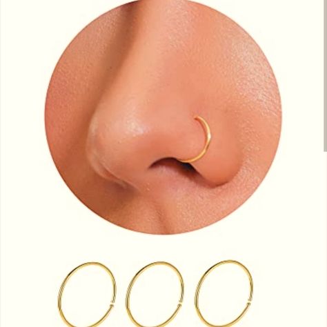 Pack Of 3 Gold 20 Gauge Nose Ring Hoops Make An Offer Or Bundle For Huge Discount Septum Piercing Rings, Cute Nose Rings, Helix Earrings Hoop, Faux Nose Ring, Sterling Silver Nose Rings, Nose Ring Hoop, Septum Nose Rings, Nose Piercings, Nose Piercing Jewelry