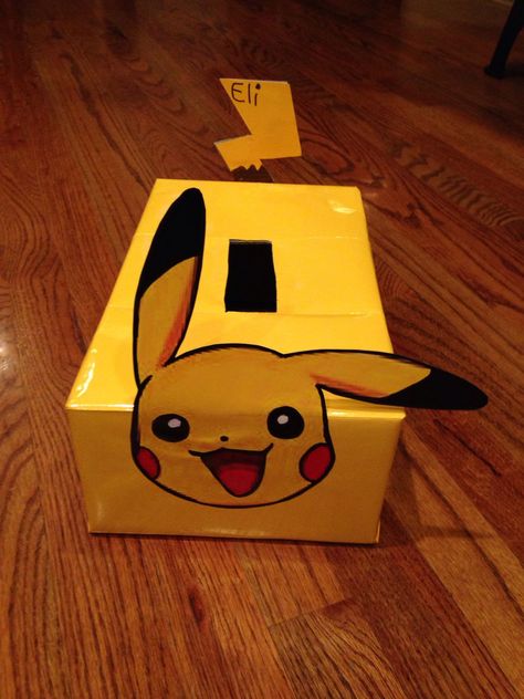 Pikachu Valentine Box Ideas, Pikachu Valentines Boxes, Pokemon Valentines Day, Pikachu Valentines, Pokemon Valentines Box, Pokemon Valentines, Valentine's Boxes, Valentines Day Box, Girls Valentines Boxes