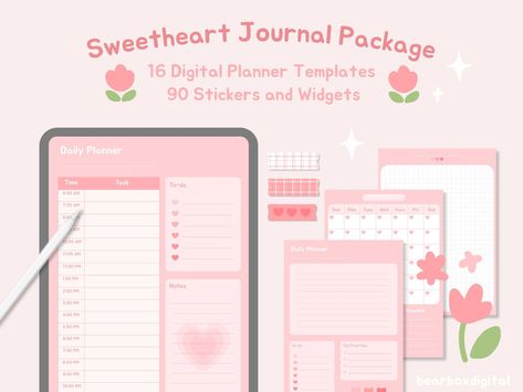 NEW RELEASE: Sweetheart Journal Package Mood Tracker Digital Planner, Free Printable Monthly Planner, Journal Goodnotes, Free Planner Templates, Monthly Planner Template, Stickers Digital, Printable Journal, Digital Templates, Planner Supplies