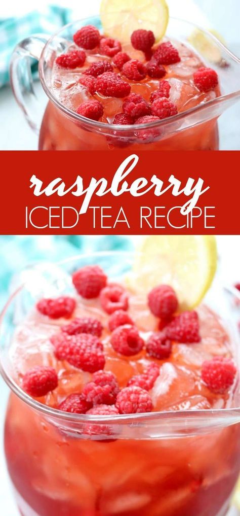 Raspberry Iced Tea Recipe! An easy summertime homemade and refreshing Iced Tea recipe for pool parties, BBQs, backyard grilling, or family get-togethers! #passion4savings #raspberry #iced #tea #summer #drink #red #lemon #refreshing #party #holiday Raspberry Ice Tea Recipe, Iced Tea Recipes Homemade, Raspberry Iced Tea, Homemade Iced Tea, Sweet Tea Recipes, Iced Tea Recipe, Raspberry Tea, Raspberry Recipes, Iced Tea Recipes