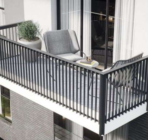 Balcony Railing Design Modern, Home Grill Design, Modern Balcony Design, Iron Railings Outdoor, Modern Balcony, Balcony Grill, Balcony Grill Design, Balcony Railing Design, Terrace Decor