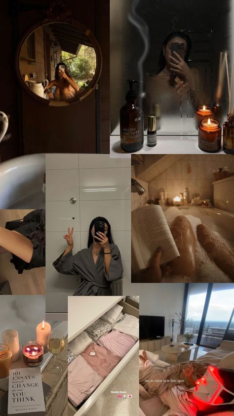 Cozy Night Routine 🛁🎀💅🏾 Cozy Night Routine, Routine Aesthetic, Cozy Night, Night Routine, Strike A Pose, Online Community, Diet, Collage