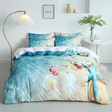 Ocean Bedding, Duvet Cover Queen, Comforter Set, Starfish, All Seasons, Duvet Cover, Duvet, Queen, Zipper