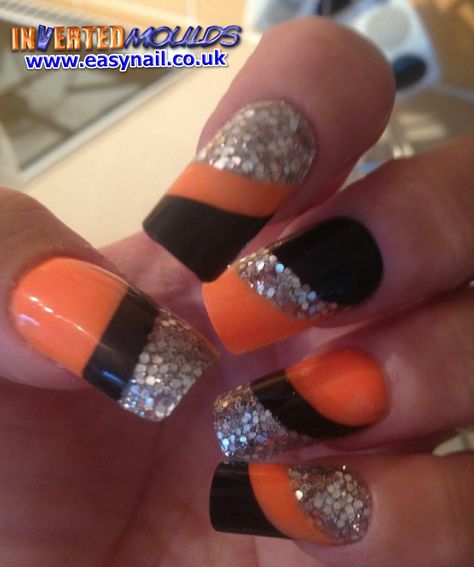 Biker Nails, Harley Nails, University Nails, Orange And Black Nails, Thanksgiving Nails Acrylic, Nails Acrylic Long, Nails Australia, Planet Nails, Red Nail Art Designs