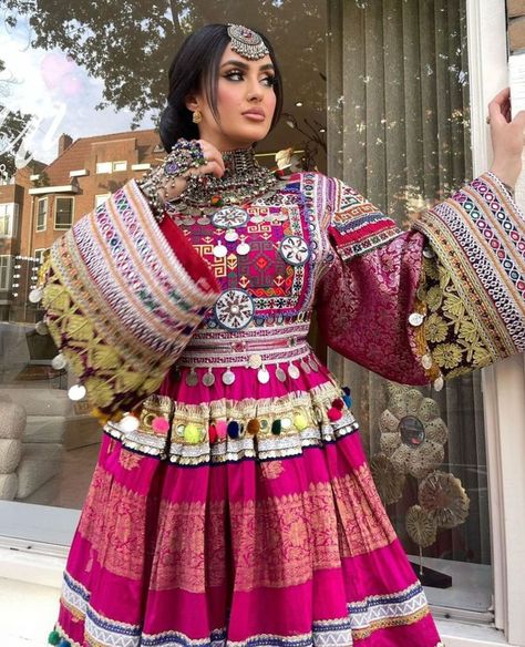 Afganistan Traditional Dresses, Pink Afghan Dress, Gand Afghani Dress, Afghan Dresses Traditional, Afghani Clothes, Afghan Wedding, Bride Dress Simple, Punjabi Outfits, Afghan Fashion