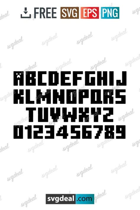 Free SVG Files Free Minecraft Svg Files For Cricut, Minecraft Font, Free Svg Fonts, Svg Fonts, Font Alphabet, Minecraft Stuff, Lettering Alphabet Fonts, Minecraft Birthday, Minecraft Party