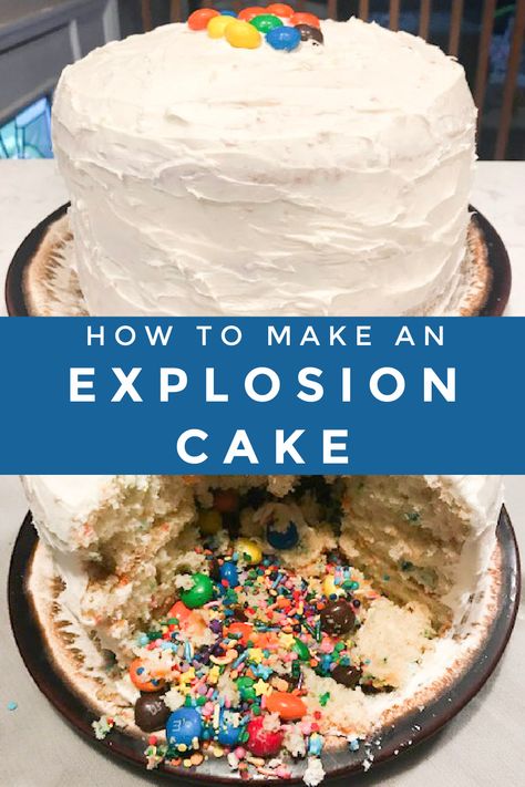 Exploding Birthday Cake, Oreo Explosion Cake, Candy Filled Cake How To Make A, Candy Stuffed Cake, Sprinkle Explosion Cake, Explosion Cake Ideas, Candy Surprise Cake, Candy Explosion Cake, Surprise Cake Ideas