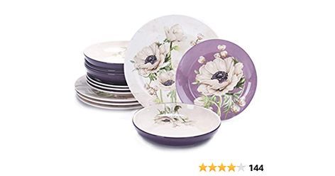 Purple Poppy, Melamine Dinnerware Sets, Purple Poppies, Etiquette And Manners, Bone China Dinnerware, Appetizer Plates Set, Ceramic Dinnerware Set, Poppy Design, Dinner Bowls