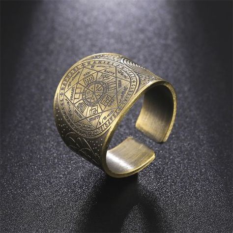 Good Luck, Wealth And Protection Ring Lilith Symbol, 7 Archangels, Lilith Sigil, Metatron Cube, Amulet Jewelry, Mens Fashion Retro, Seven Archangels, Seal Of Solomon, Metatron's Cube