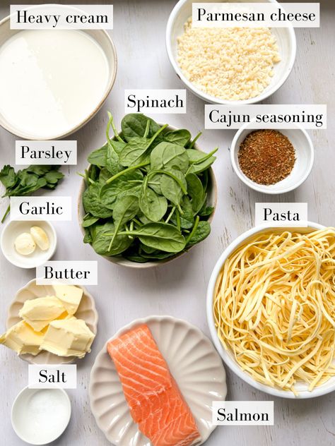 Easy creamy Cajun salmon Alfredo with Fettuccine - Marie Food Tips Alfredo Pasta With Salmon, Easy Salmon Pasta, Smoked Salmon Alfredo Pasta, Salmon With Alfredo Sauce, Cajun Salmon And Shrimp Pasta, Salmon Alfredo Pasta Recipes, Cajun Salmon Alfredo, Creamy Cajun Salmon, Salmon Alfredo Pasta