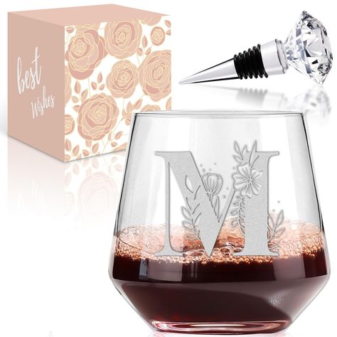 PRICES MAY VARY. Personalized stemless wine glass: Elevate your wine gift with a personalized touch by choosing our Initial (Letter M) Wine Glass. It adds a unique flair that resonates with anyone who appreciates fine wine. This thoughtful gesture reflects your attention to detail and will be cherished in every sip. Dishwasher safe:NO ONE ENJOYS DOING DISHES! Our stemless wine glasses are dishwasher safe and crafted by skilled artisans to feature lifelong etching. The decorative engraving is des Doing Dishes, Etched Glassware, Custom Wine Glasses, Personalized Wine Glasses, Bar Glassware, Wine Gift, Stemless Wine Glasses, Champagne Glasses, Monogram Gifts