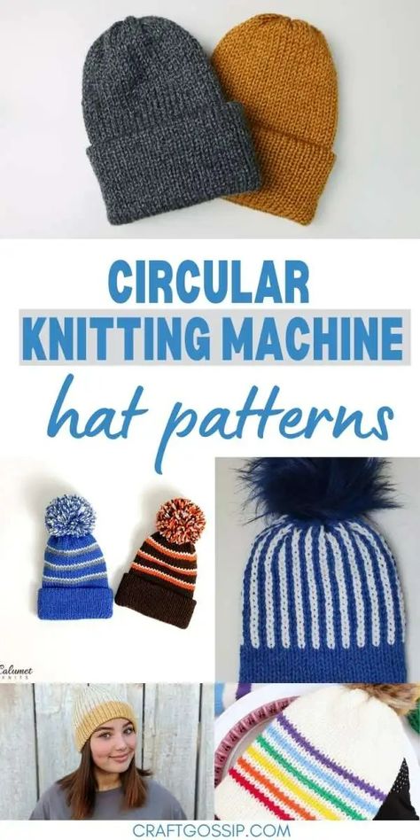 Circular Knitting Machine Hat Knitting Patterns – Knitting #knittingmachine Knitting Machine Hat, Loom Knitting Patterns Hat, Circular Knitting Patterns, Knitting Quilt, Beanie Pattern Free, Addi Knitting Machine, Loom Knit Hat, Circular Knitting Machine, Hat Patterns Free