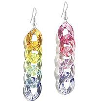 Resin Rainbow, Weird Earrings, Resin Chain, Color Earrings, Funky Earrings, Fashion Unique, Link Earrings, Rainbow Earrings, Chain Silver