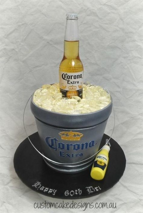 Corona Beer Bucket Cake by Custom Cake Designs Beer Bucket Cake, Ice Bucket Cake, Bucket Cake, Birthday Beer Cake, Beer Bucket, French Cake, Beer Cake, Awesome Cakes, Crazy Cakes