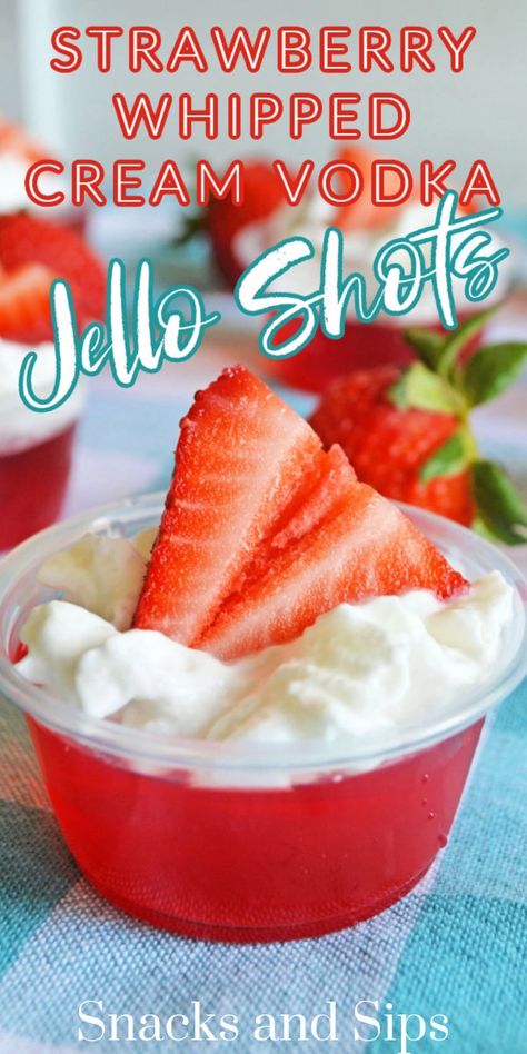 Jello Shots With Strawberry Jello, Jello Shots With Vodka, Vodka Jello Shots, Party Refreshments, Strawberry Jello Shots, Best Jello Shots, Jello Shots Vodka, Jello Pudding Shots, Party Beverages