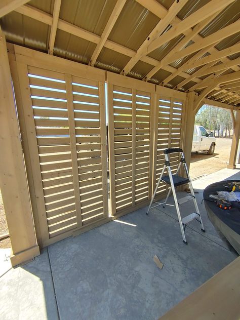 Gazebo Side Panels Diy, Gazebo Enclosure Ideas, Gazebo Wall Ideas, Gazebo Privacy Wall, Gazebo Privacy, Saddle Club, Diy Patio Pavers, Diy Gazebo, Aluminum Gazebo