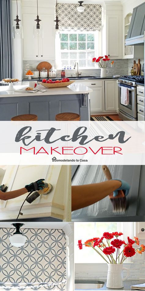 Modern Farmhouse Kitchen Makeover Grey And Red Kitchen Ideas, White Kitchen With Red Accents, Red And White Kitchen Ideas, Red Accent Kitchen, Kitchen Red Accents, Kitchen With Red Accents, Red Kitchen Accents, Modern Farmhouse Kitchen Makeover, Dishwasher Ideas