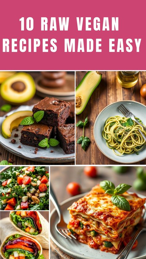 Unlock the power of plant-based eating: 10 raw vegan recipes for glowing health Whole Raw Food Recipes, Raw Vegan Dishes, Raw Food Dinner Recipes, Raw Thanksgiving Recipes, Raw Vegan Thanksgiving Recipes, Beautiful Vegan Food, Raw Vegan Lunch Ideas, Raw Vegan Meal Ideas, Raw Diet Meal Plan