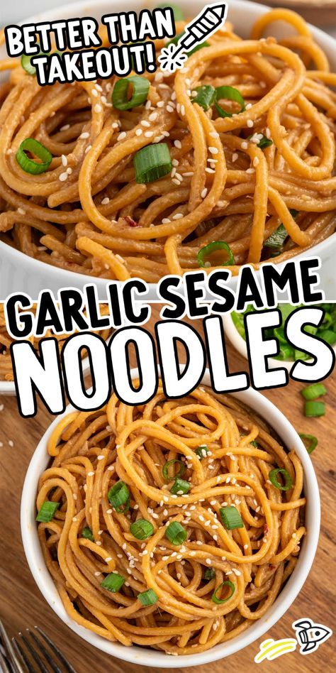 Enjoy the simplicity of Garlic Sesame Noodles, a blend of savory soy sauce, nutty tahini, and aromatic garlic tossed with al dente pasta. Ready in minutes!rn Crispy Garlic Noodles, Sticky Noodles, Garlic Sesame Noodles, Tahini Noodles, Dinner Boards, Sesame Noodles Recipe, Viral Recipes, Asian Meals, Simple Family Meals