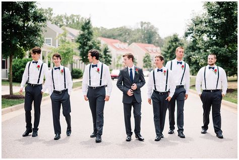 Groomsmen in suspenders | Classic and simple gray groomsmen attire. Groomsmen Attire Navy Suspenders, Gray Groomsmen Attire, Groomsmen Attire Suspenders, Groomsmen In Suspenders, Groomsmen Attire Grey, Groomsmen Attire Navy, Gray Groomsmen, Groomsmen Poses, Groomsmen Suspenders