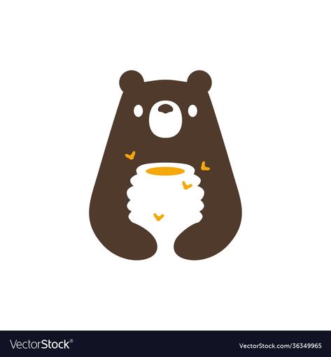 Bear Logo Inspiration, Hive Illustration, Honey Logo Design, Animal Icon Design, Hive Logo, Bear Logo Design, Honey Hive, Negative Space Logo, Bear Honey