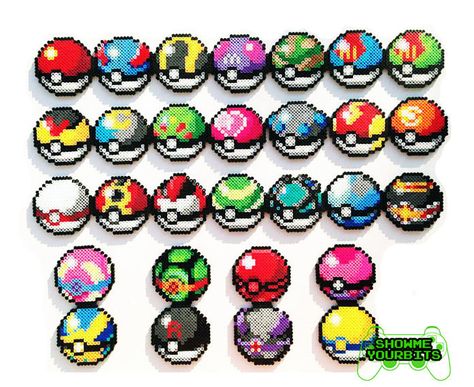 Pokemon Perler Sprites Choose 1 Pokeball by ShowMeYourBits Pokeball Perler, Perler Sprites, Hama Beads Pokemon, Perler Bead Designs, Perler Beads Ideas, Capas Minecraft, Pokemon Perler, Pokemon Bead, Pokemon Perler Beads