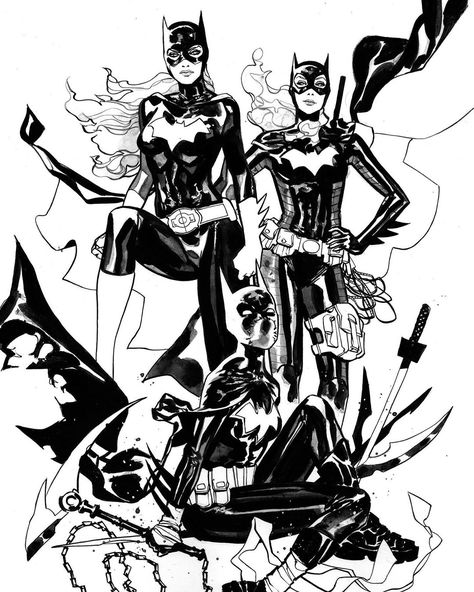 Marcio Takara on Instagram: “commission. from a while ago. - my commission list is open. for more info: mtakara7@gmail.com” Stephanie Brown And Cassandra Cain, Dc Comics Women, Family Coloring Pages, Black And White Comics, Cassandra Cain, Stephanie Brown, Barbara Gordon, Comic Art Girls, Batman Comics