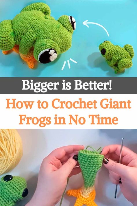 Frog Amigurumi Free Pattern Crochet Animals, Giant Frog Crochet Pattern Free, Unique Amigurumi Free Pattern, Free Crochet Frog Patterns, How To Crochet A Frog, Crochet Frog Pattern Free, Crochet Hook And Yarn, Crochet Frog Pattern, Crochet Shapes